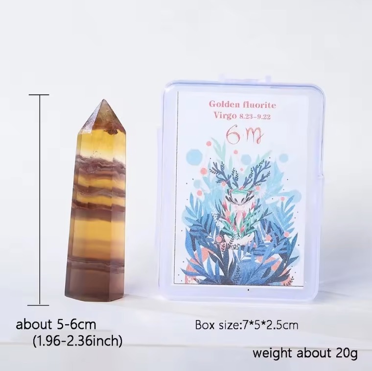 Natural crystal twelve constellations six-sided single-pointed crystal column