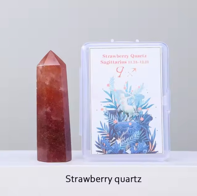 Natural crystal twelve constellations six-sided single-pointed crystal column
