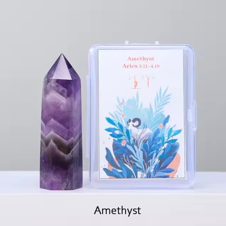 Natural crystal twelve constellations six-sided single-pointed crystal column