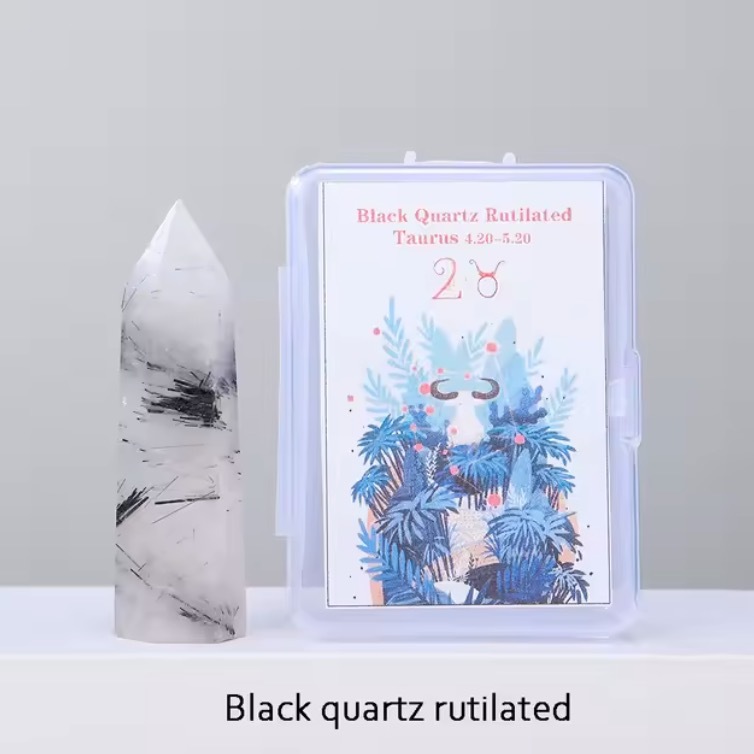 Natural crystal twelve constellations six-sided single-pointed crystal column