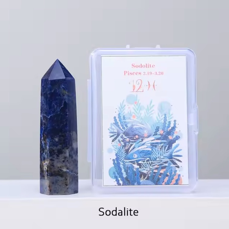 Natural crystal twelve constellations six-sided single-pointed crystal column