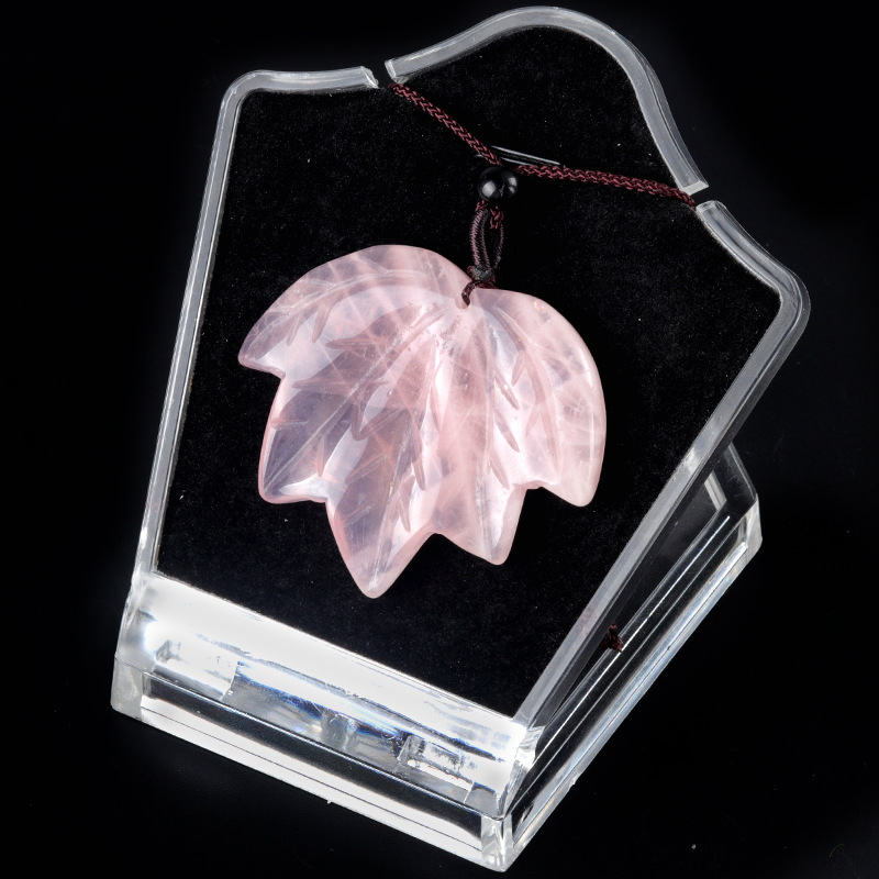 Natural crystal agate Canadian maple leaf necklace