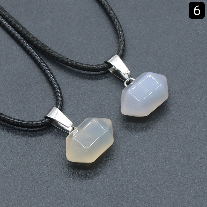 exagonal column natural crystal agate stone double pointed hexagonal column pendant bullet necklace