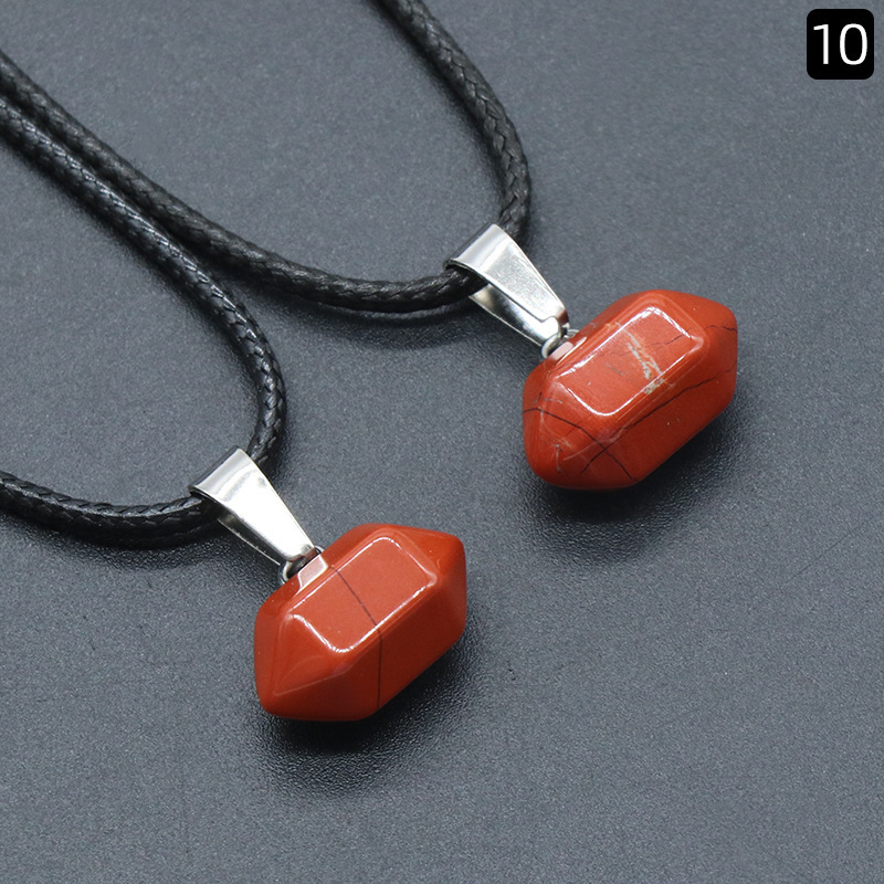 exagonal column natural crystal agate stone double pointed hexagonal column pendant bullet necklace