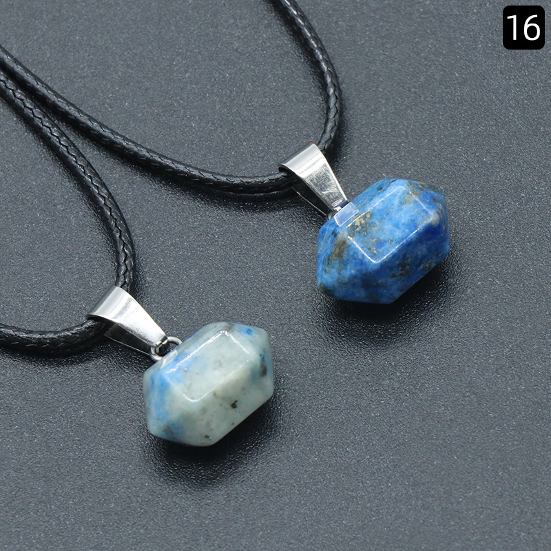 exagonal column natural crystal agate stone double pointed hexagonal column pendant bullet necklace