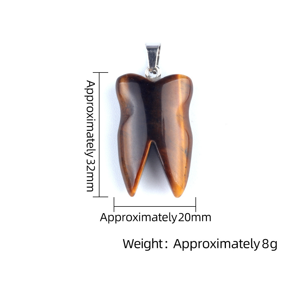 32mm natural crystal agate tooth pendant