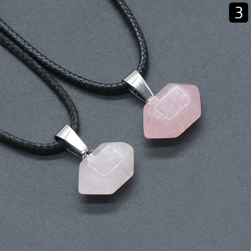 exagonal column natural crystal agate stone double pointed hexagonal column pendant bullet necklace
