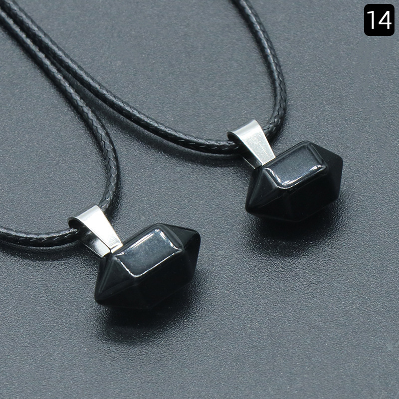 exagonal column natural crystal agate stone double pointed hexagonal column pendant bullet necklace