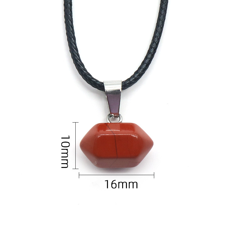 exagonal column natural crystal agate stone double pointed hexagonal column pendant bullet necklace