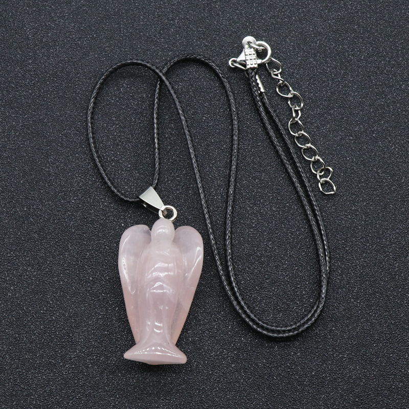 Crystal Agate Jade Guardian Angel Engraved Pendant