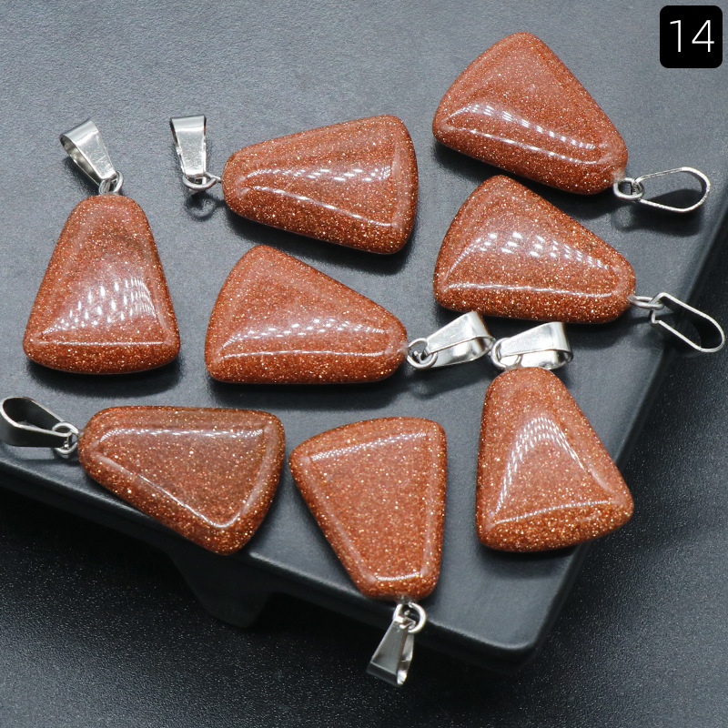 20mm trapezoidal pendant natural crystal semi-precious stone geometric pendant