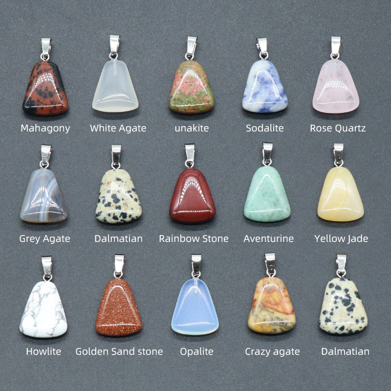 20mm trapezoidal pendant natural crystal semi-precious stone geometric pendant