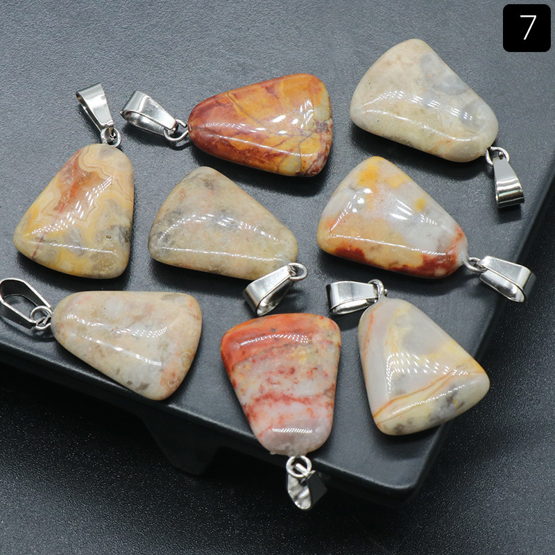 20mm trapezoidal pendant natural crystal semi-precious stone geometric pendant