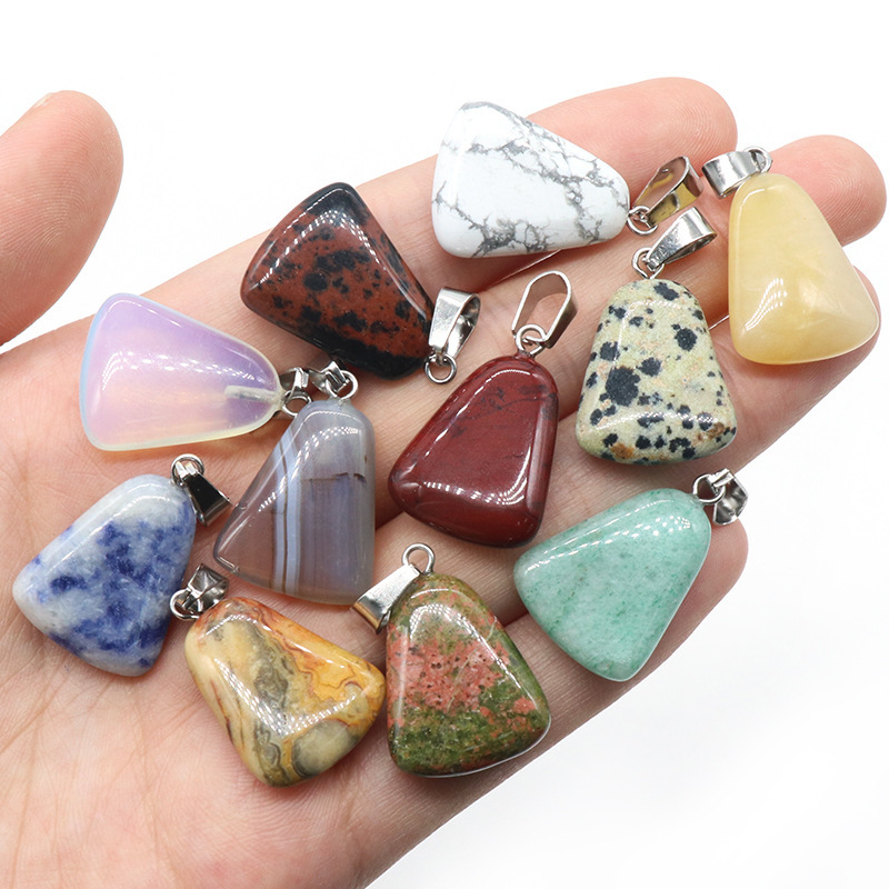 20mm trapezoidal pendant natural crystal semi-precious stone geometric pendant