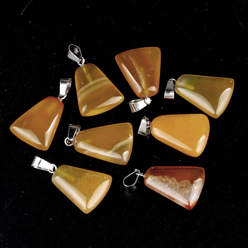 20mm trapezoidal pendant natural crystal semi-precious stone geometric pendant