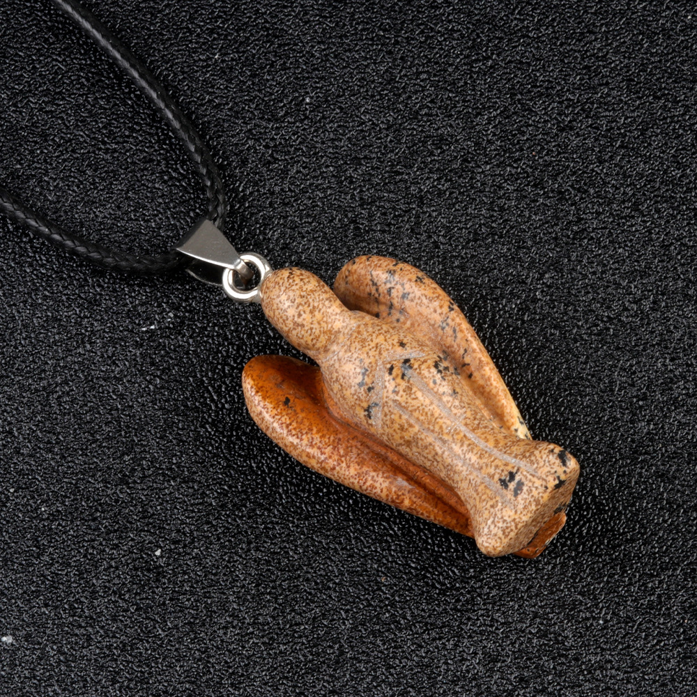 Crystal Agate Jade Guardian Angel Engraved Pendant