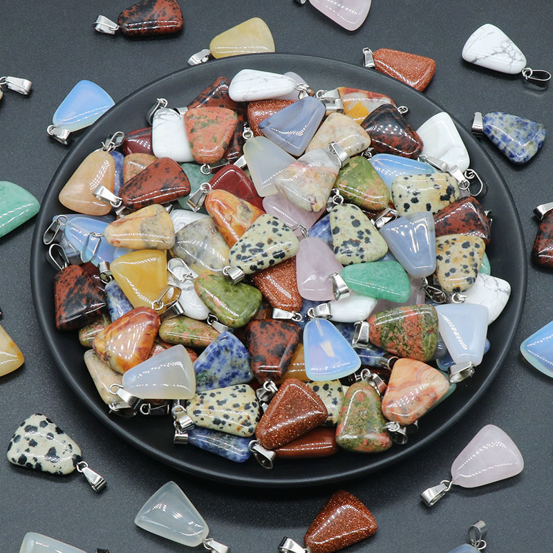 20mm trapezoidal pendant natural crystal semi-precious stone geometric pendant