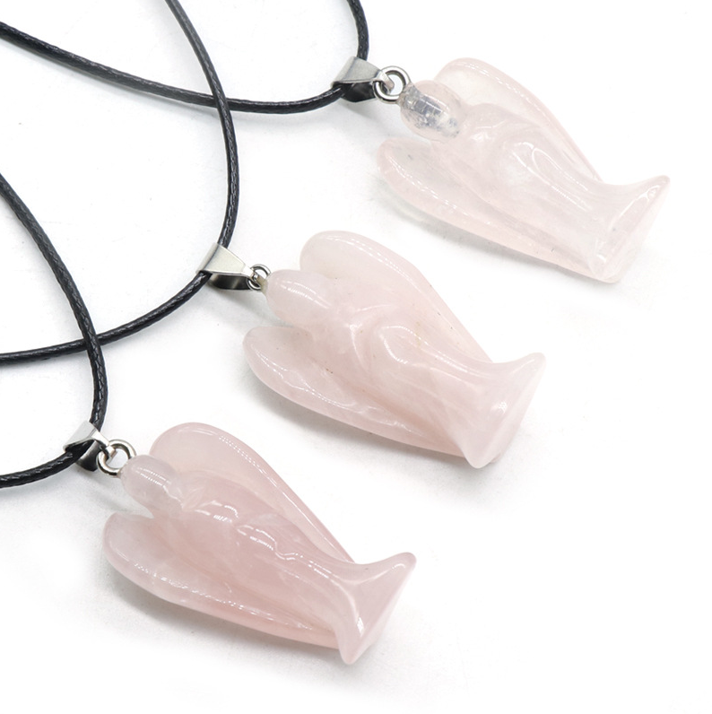 Crystal Agate Jade Guardian Angel Engraved Pendant
