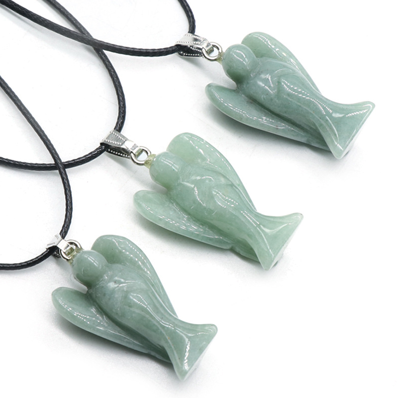 Crystal Agate Jade Guardian Angel Engraved Pendant