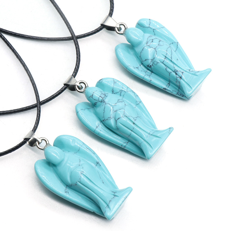 Crystal Agate Jade Guardian Angel Engraved Pendant