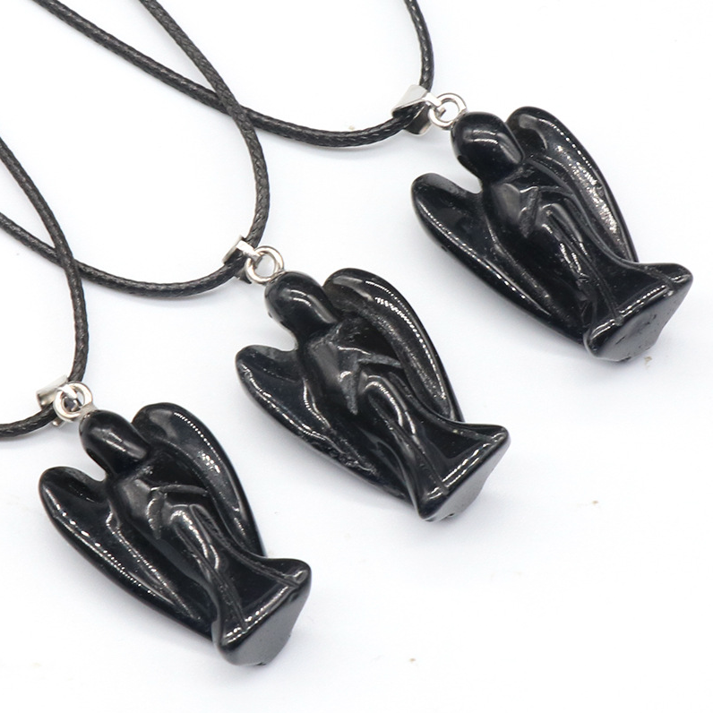 Crystal Agate Jade Guardian Angel Engraved Pendant