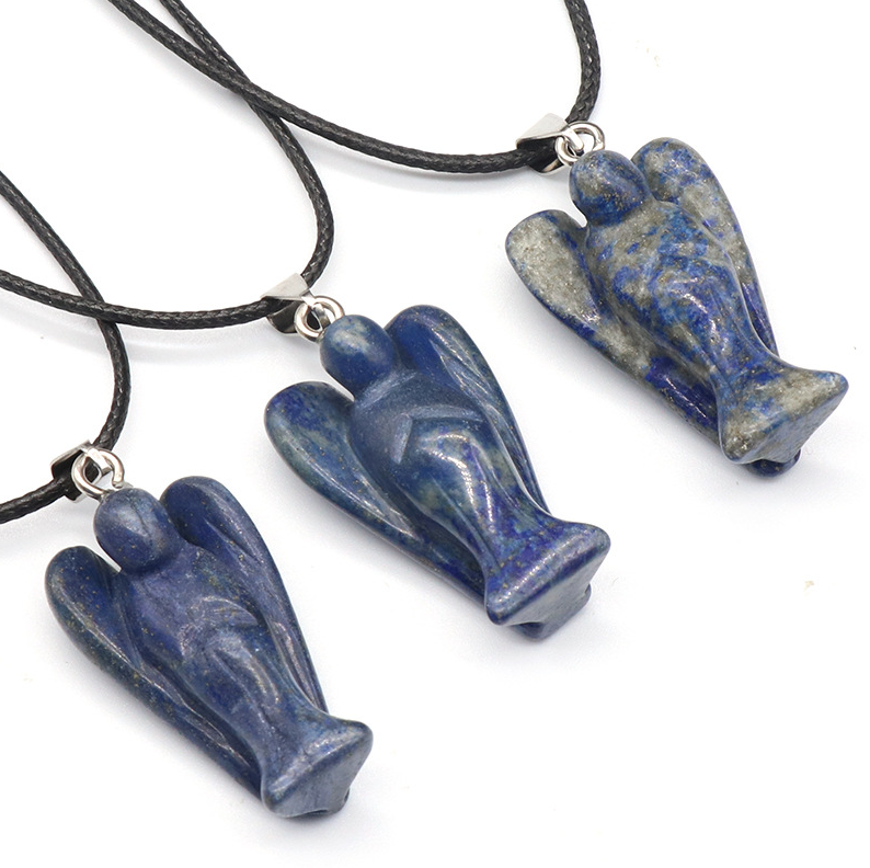Crystal Agate Jade Guardian Angel Engraved Pendant