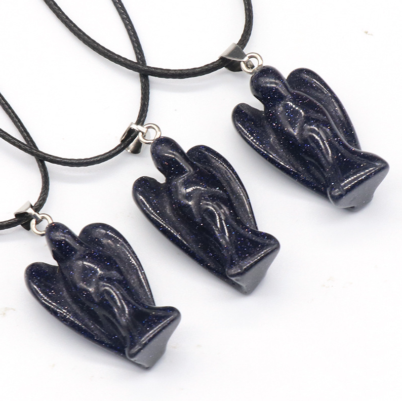 Crystal Agate Jade Guardian Angel Engraved Pendant