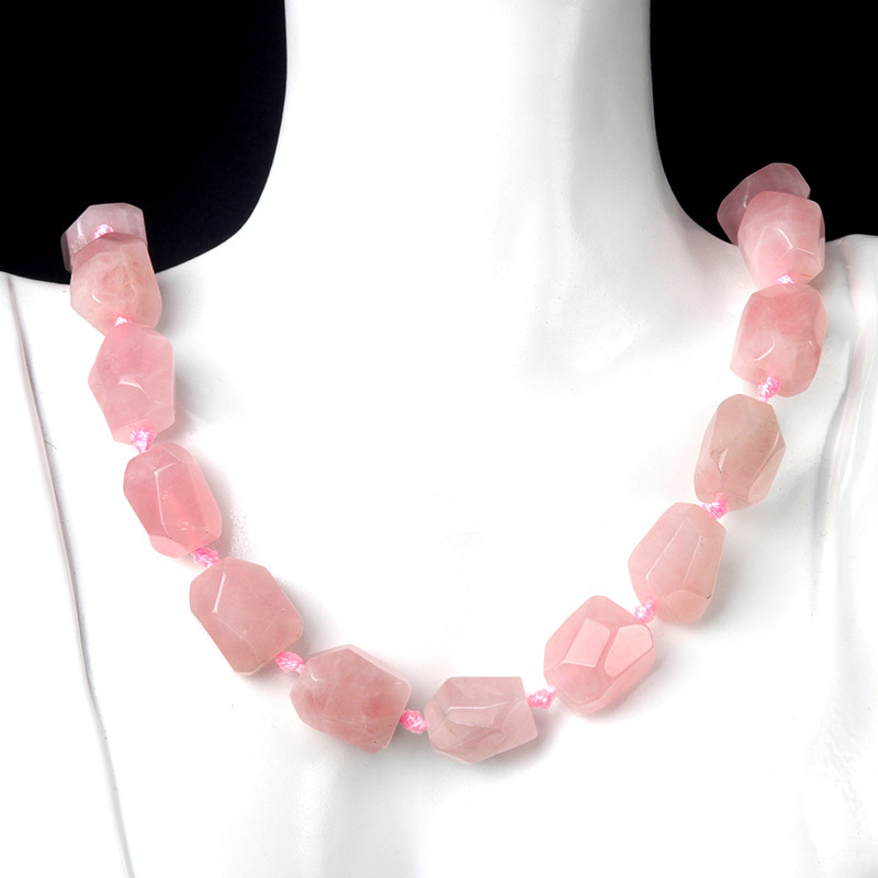 Natural stone necklace semi-precious stone irregular random cut tower shaped knotted necklace