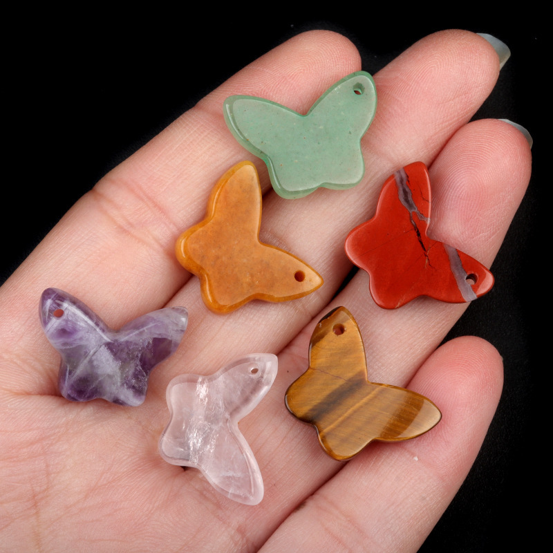 Natural crystal agate butterfly pendant DIY natural stone butterfly bracelet necklace pendant jewelry accessories