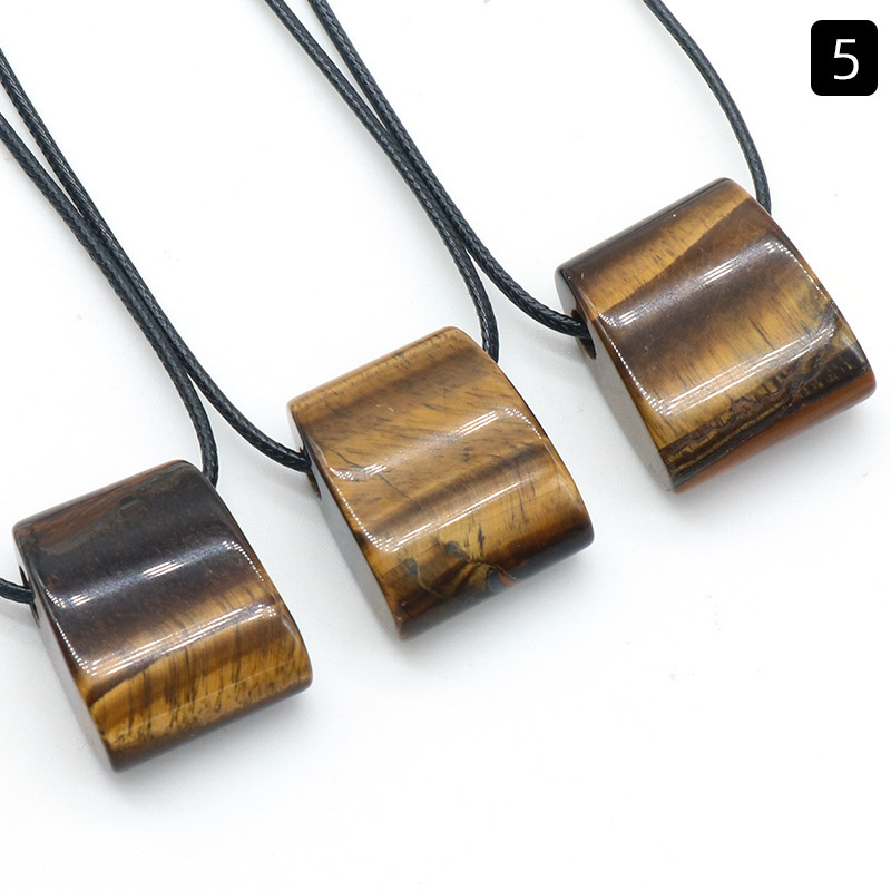 Natural agate crystal stone axe-shaped large hole pendant exaggerated ethnic style jewelry necklace