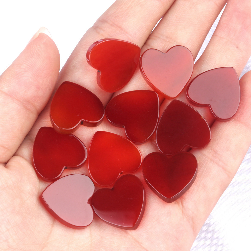 Special price natural red agate double flat love bare stone DIY jewelry accessories inlaid pendant necklace material