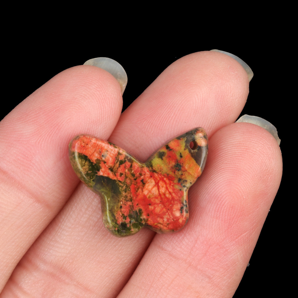 Natural crystal agate butterfly pendant DIY natural stone butterfly bracelet necklace pendant jewelry accessories