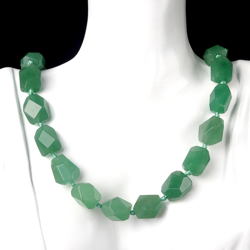 Natural stone necklace semi-precious stone irregular random cut tower shaped knotted necklace