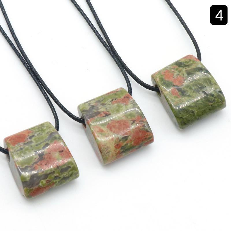 Natural agate crystal stone axe-shaped large hole pendant exaggerated ethnic style jewelry necklace
