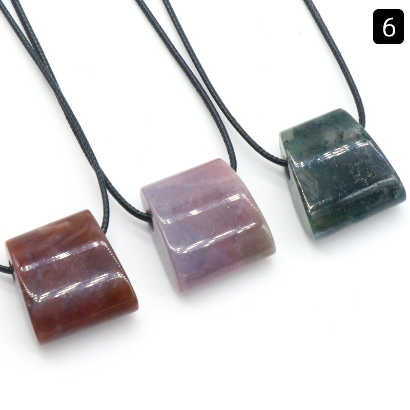 Natural agate crystal stone axe-shaped large hole pendant exaggerated ethnic style jewelry necklace