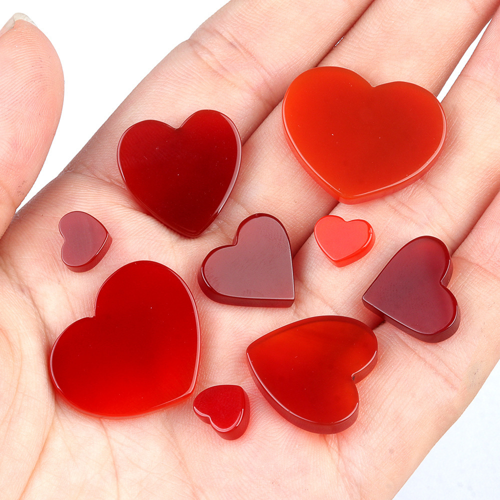 Special price natural red agate double flat love bare stone DIY jewelry accessories inlaid pendant necklace material