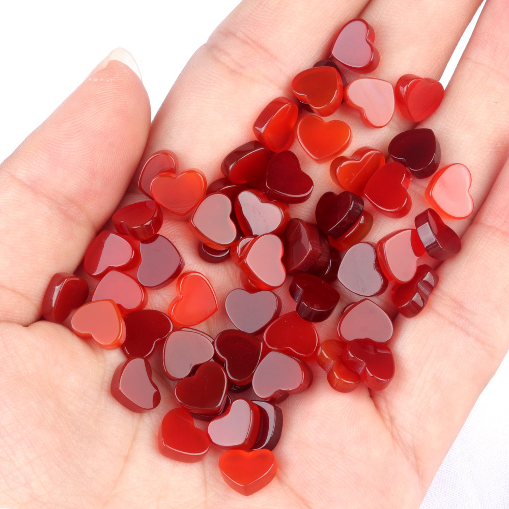 Special price natural red agate double flat love bare stone DIY jewelry accessories inlaid pendant necklace material
