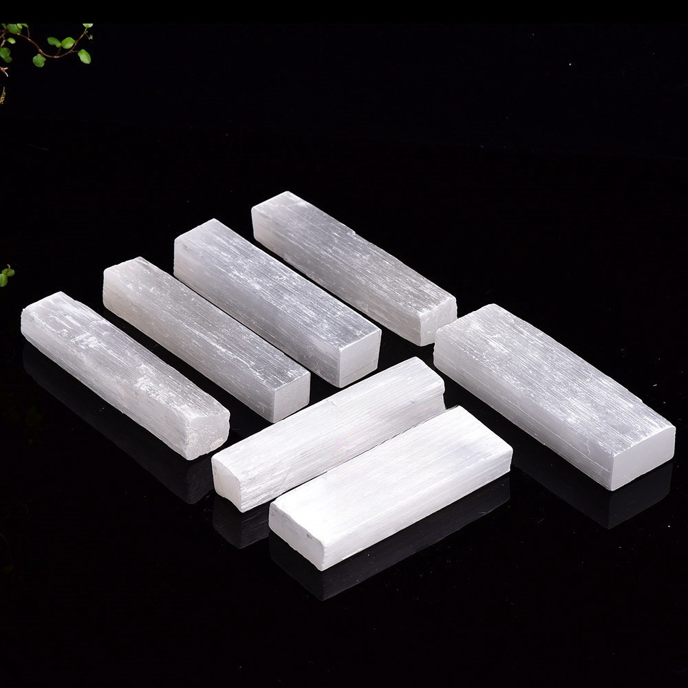 Natural crystal raw stone nitrite gypsum slate demagnetization charging rod energy stone ornaments