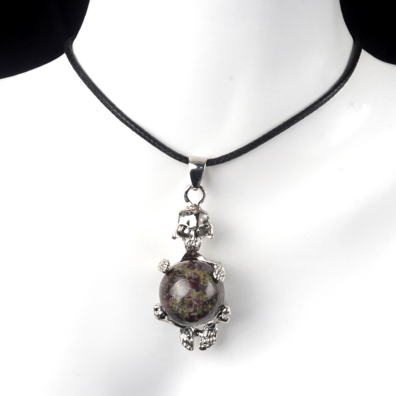 16mm crystal agate stone sphere skull pendant necklace