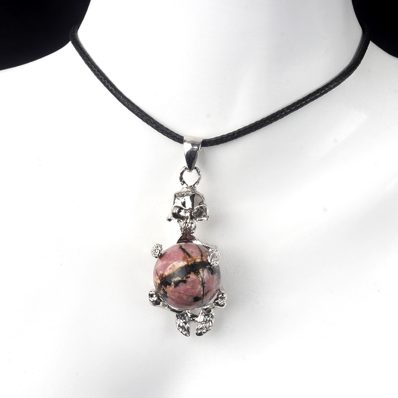16mm crystal agate stone sphere skull pendant necklace