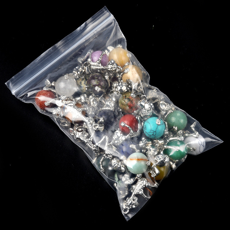 16mm crystal agate stone sphere skull pendant necklace
