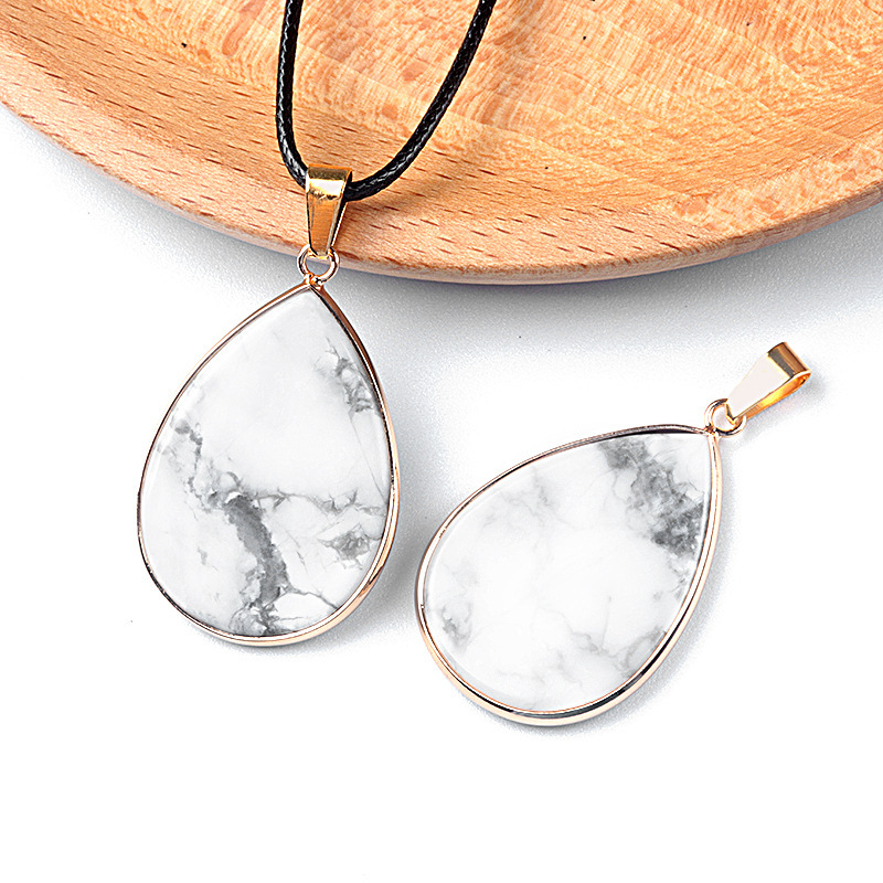 26×36mm teardrop pendant crystal semi-precious stone teardrop necklace