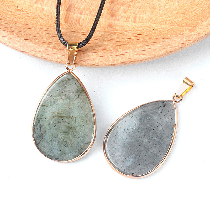 26×36mm teardrop pendant crystal semi-precious stone teardrop necklace