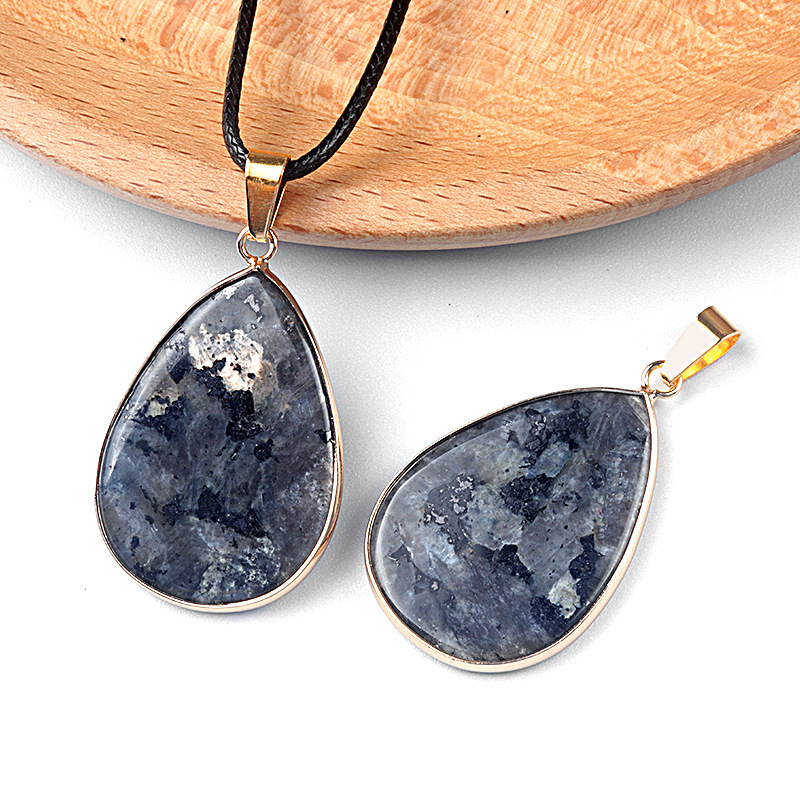 26×36mm teardrop pendant crystal semi-precious stone teardrop necklace