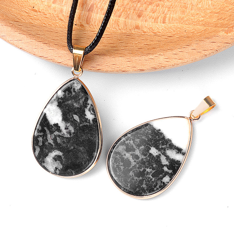 26×36mm teardrop pendant crystal semi-precious stone teardrop necklace