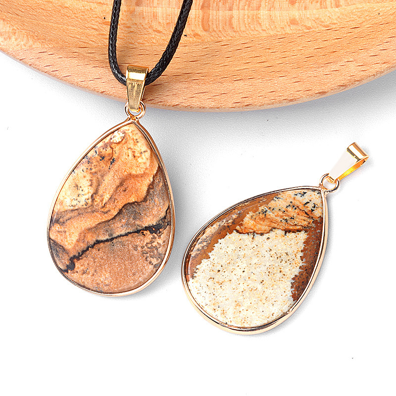 26×36mm teardrop pendant crystal semi-precious stone teardrop necklace