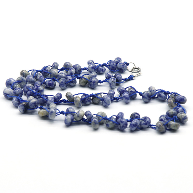 Colorful Stone Necklace Crystal Agate Stone Abacus Braided Necklace