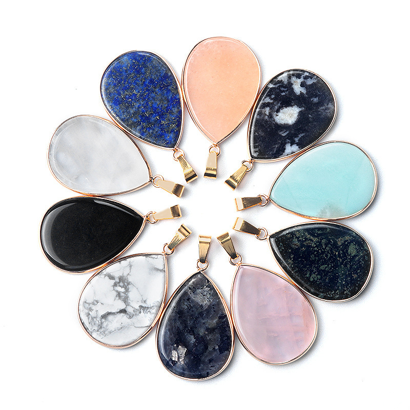 26×36mm teardrop pendant crystal semi-precious stone teardrop necklace