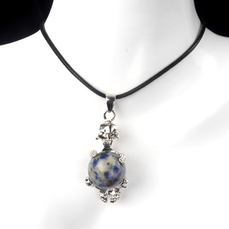 16mm crystal agate stone sphere skull pendant necklace