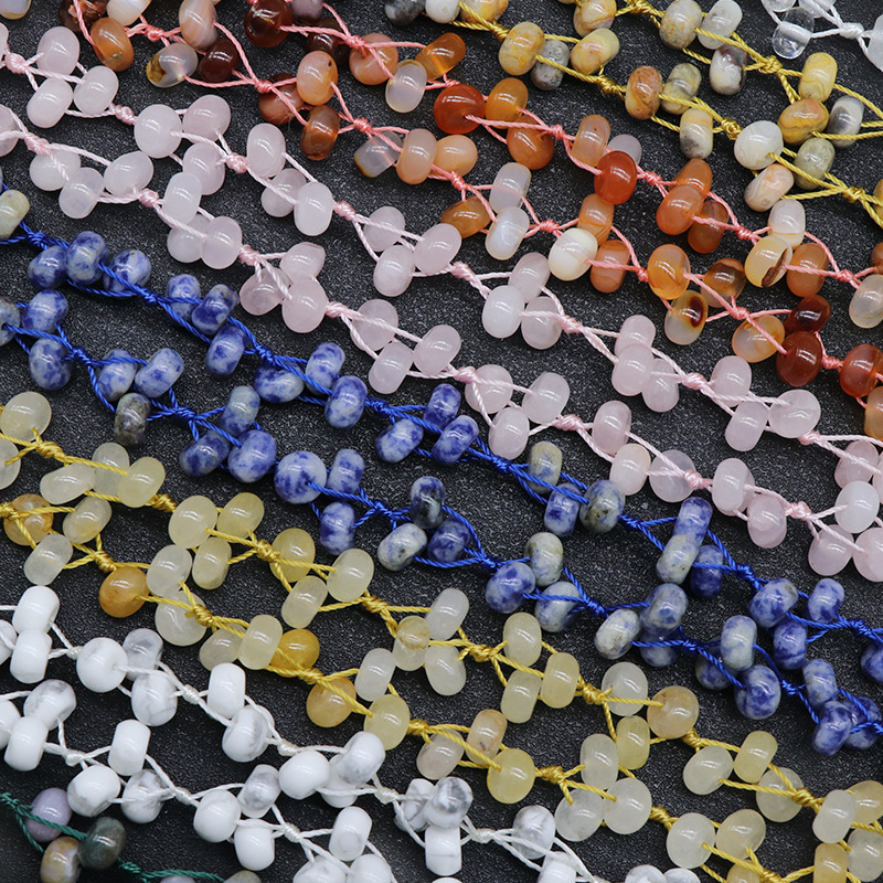 Colorful Stone Necklace Crystal Agate Stone Abacus Braided Necklace